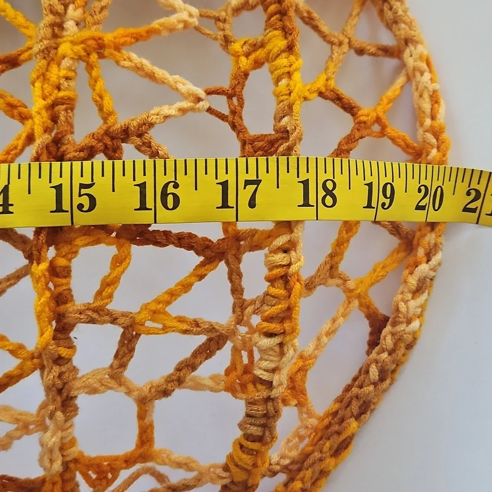 Hand Crafted Crochet Art Door Decor Handmade Holiday Wreath Pumpkin Wall Decor